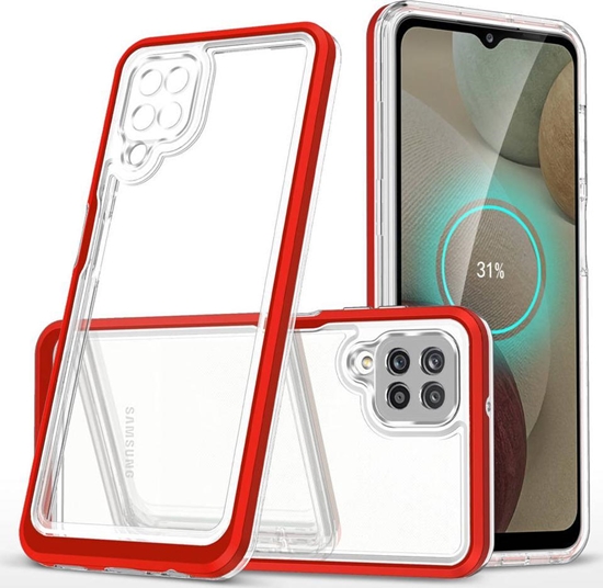 Picture of Hurtel Clear 3in1 etui do Samsung Galaxy A22 4G elowy pokrowiec z ramk czerwony