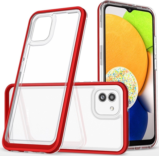 Picture of Hurtel Clear 3in1 etui Samsung Galaxy A03 silikonowy pokrowiec z ramk czerwone