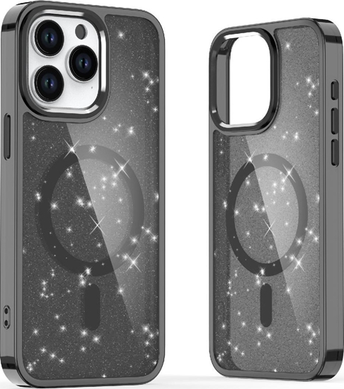 Picture of Hurtel Etui Glitter Case MagSafe na iPhone 16 Pro Max - czarne z brokatem