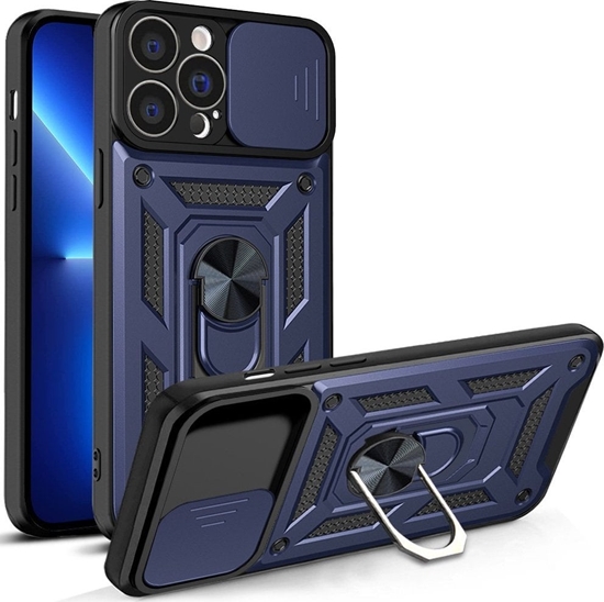 Picture of Hurtel Hybrid Armor Camshield etui iPhone 13 Pro Max pancerny pokrowiec z oson na aparat niebieskie