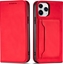 Attēls no Hurtel Magnet Card Case etui do iPhone 12 Pro Max pokrowiec portfel na karty kart podstawka czerwony