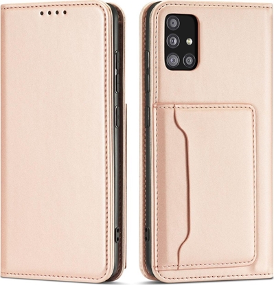 Attēls no Hurtel Magnet Card Case etui do Samsung Galaxy A12 5G pokrowiec portfel na karty kart podstawka róowy
