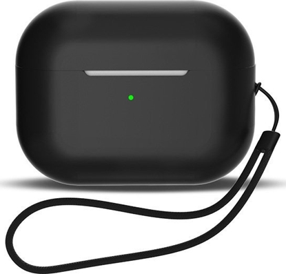 Attēls no Hurtel Silikonowe etui do AirPods 1 / AirPods 2 + pasek na nadgarstek smycz - czarne