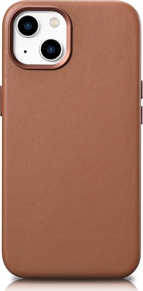 Attēls no iCarer iCarer Case Leather pokrowiec etui z naturalnej skóry do iPhone 14 brzowy (WMI14220705-BN) (kompatybilne z MagSafe)