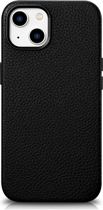 Изображение iCarer iCarer Litchi Premium Leather Case skórzane etui iPhone 14 Plus magnetyczne z MagSafe czarny (WMI14220711-BK)