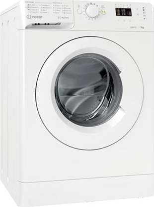 Attēls no INDESIT | Washing machine | MTWA 71252 W EE | Energy efficiency class E | Front loading | Washing capacity 7 kg | 1200 RPM | Depth 54 cm | Width 59.5 cm | Display | LED | White