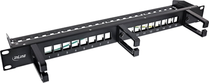 Изображение InLine InLine® 16-way patch panel, Keystone empty panel with 3 brackets, 19", 1U black