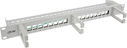 Изображение InLine InLine® 16-way patch panel, Keystone empty panel with 3 brackets, 19", 1U grey