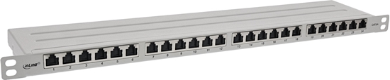 Изображение InLine InLine® 19" patch panel Cat.6A 0.5 U 24-port, with dust protection, grey