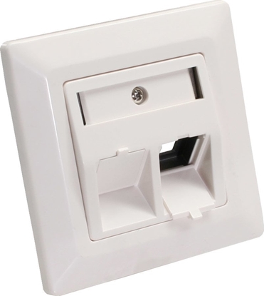 Изображение InLine InLine® Frame set for 2x RJ45 Bu/LSA inset, Keystone SNAP-In, RAL9010, pure white
