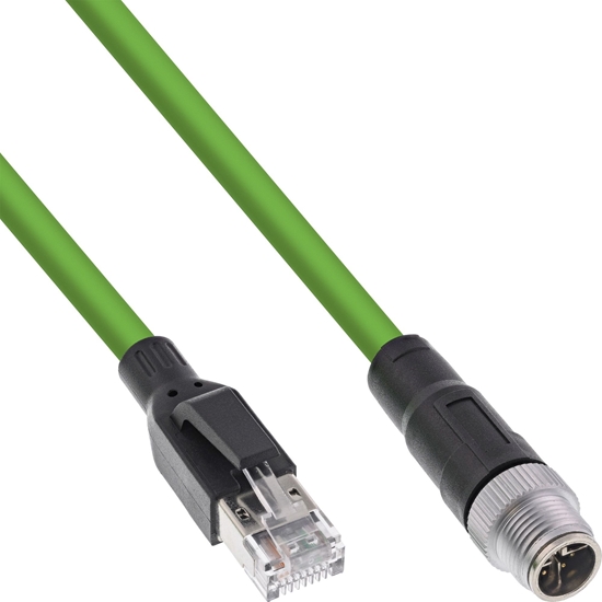 Изображение InLine InLine® Industrial network cable, M12 8-pin X-coded to RJ45 plug, Cat.6A PUR 10m
