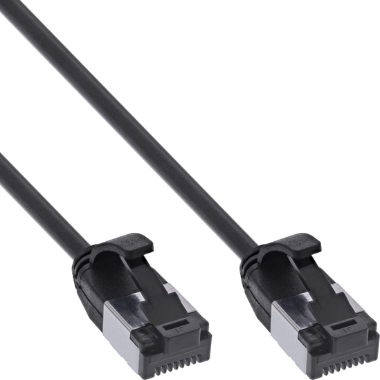 Picture of InLine InLine® Patch cable slim, U/FTP, Cat.8.1, TPE halogen-free, black 0.25m