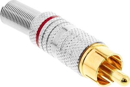 Изображение InLine InLine® RCA metal male plug for soldering, silver, red ring, for 6mm cable