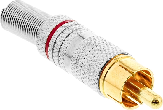 Picture of InLine InLine® RCA metal male plug for soldering, silver, red ring, for 6mm cable