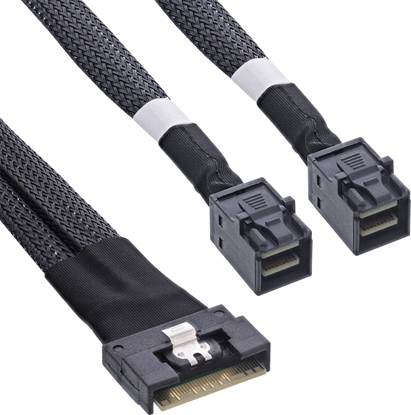 Изображение InLine InLine® Slim SAS cable, SFF-8654 8i to 2x SFF-8643, 0.5m