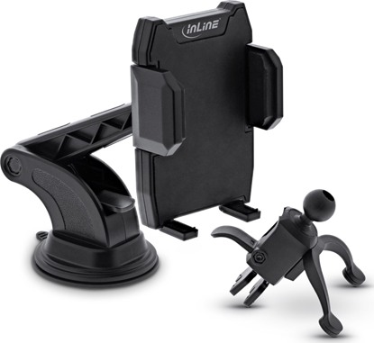 Picture of InLine InLine® Smartphone Windshield Car holder with suction cup or for ventilation grille, ONE CLICK EASY II, universal