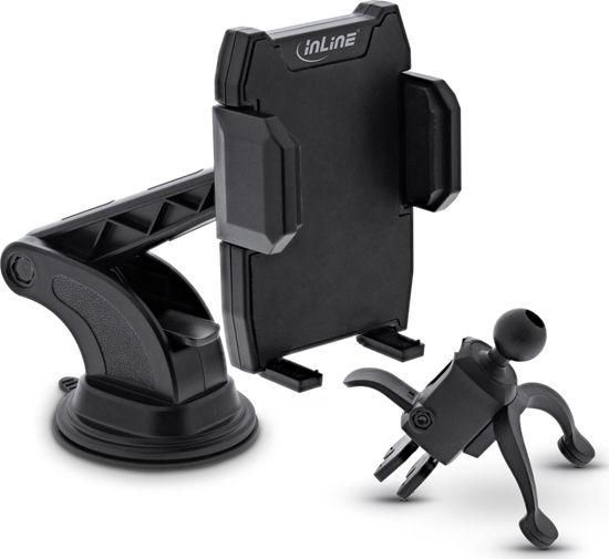 Picture of InLine InLine® Smartphone Windshield Car holder with suction cup or for ventilation grille, ONE CLICK EASY II, universal