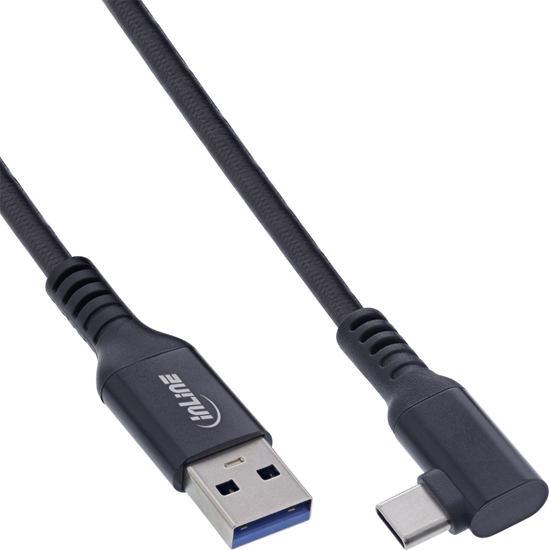 Picture of InLine InLine® USB 3.2 Gen.1 cable, USB-C plug angled - USB-A plug for VR, black, 5m