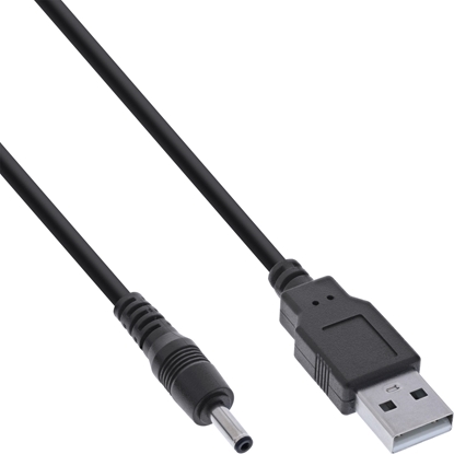 Picture of InLine InLine® USB DC power adapter cable, USB A male plug to DC plug 3.5x1.35mm, black, 2m