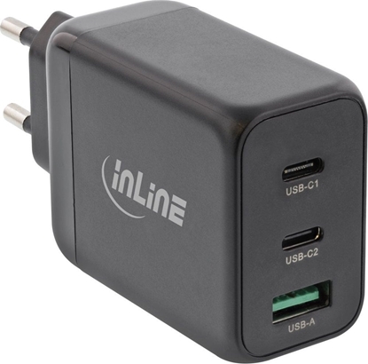 Picture of InLine InLine® USB PD power supply, GaN charger, 3-port, Dual USB-C + USB-A, 65W, black