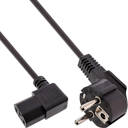 Picture of InLine® Netzkabel, Schutzkontakt gew. auf Kaltgerätest. C13 rechts abgew., 5m
