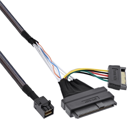 Picture of InLine® U.2 Anschlusskabel, SSD mit U.2 (SFF-8639) an SFF-8643 + Strom, 0,75m