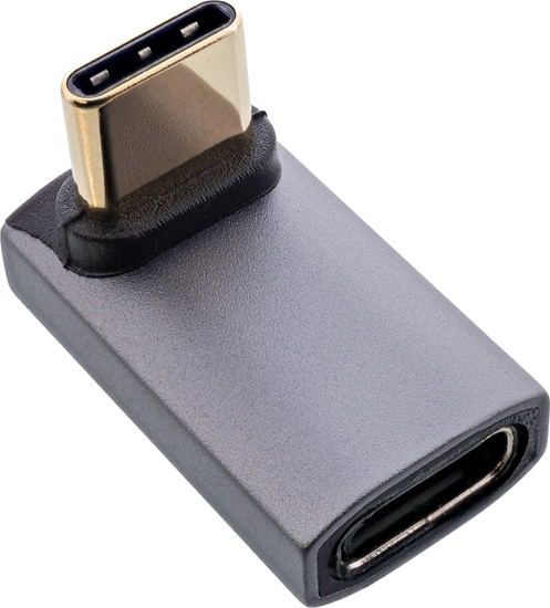 Picture of InLine® USB4 Adapter, USB-C Stecker/Buchse oben/unten gewinkelt, Aluminium, grau