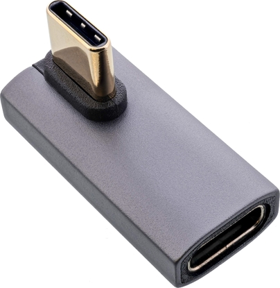Attēls no InLine® USB4 Adapter, USB-C Stecker/Buchse vertikal rechts/links gewinkelt, grau