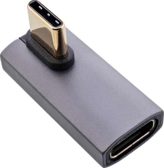 Picture of InLine® USB4 Adapter, USB-C Stecker/Buchse vertikal rechts/links gewinkelt, grau