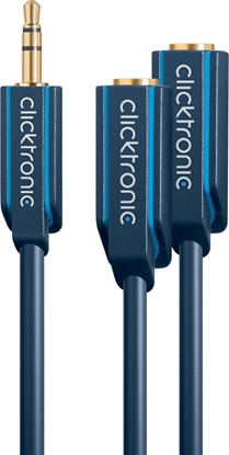 Изображение Kabel Clicktronic Jack 3.5mm - Jack 3.5mm x2 0.1m niebieski (70491)