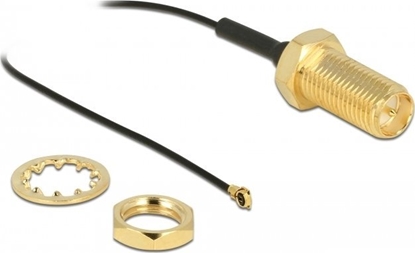 Picture of Delock Antenna Cable RP-SMA jack bulkhead to I-PEX Inc., MHF® 4 plug 0.81 35 cm thread length 10 mm