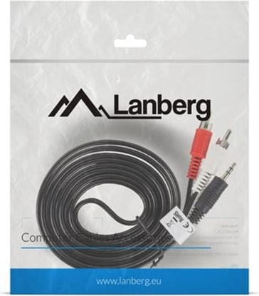 Изображение Kabel Lanberg Jack 3.5mm - RCA (Cinch) x2 2m czarny (CA-MJRC-10CC-0025-BK)