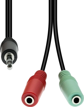 Изображение Kabel ProXtend Mini-Jack 4-Pin to 2x 3-Pin Cable M-F Black 30cm