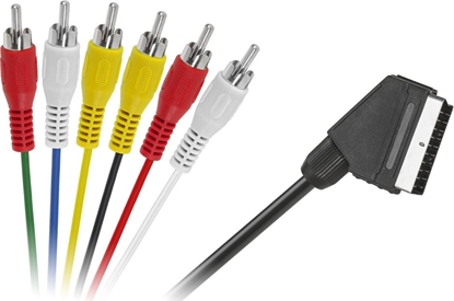 Attēls no Kabel Scart - RCA (Cinch) x6 1.2m czarny (LEC-KPO2711-1,2)