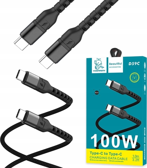 Picture of Kabel USB USB-C - USB-C 1 m Czarny (35329)