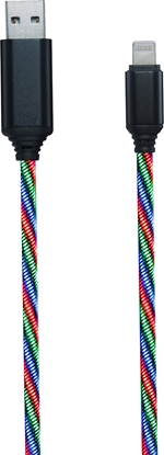 Attēls no 2GO USB Datenkabel "Tricolor" LED-Beleuchtung Lightning 1m
