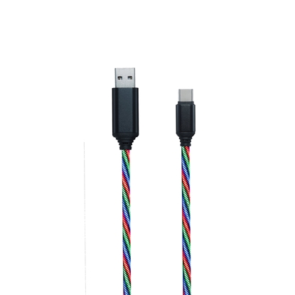 Attēls no 2GO USB Datenkabel "Tricolor" LED-Beleucht. USB-C 3.1  1m