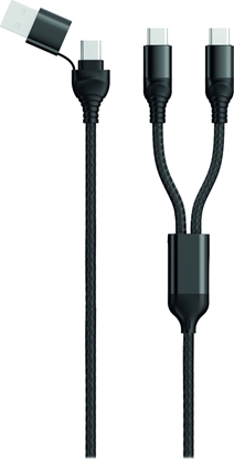 Attēls no 2GO USB / Type C Ladekabel DUO 2x USB-C Nylon 1,2m  schwarz