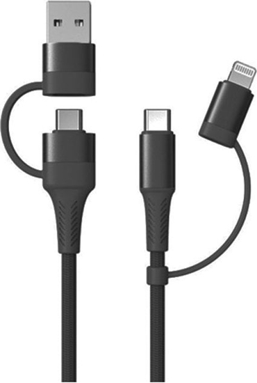 Picture of Kabel USB AMiO USB-A + USB-C - USB-C + Lightning 1 m Czarny (AMI-02547)