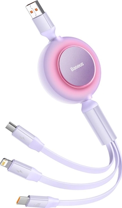 Picture of Kabel USB Baseus USB-A - USB-C + microUSB + Lightning 1.1 m Fioletowy (BSU3357PRP)