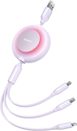 Picture of Kabel USB Baseus USB-A - USB-C + microUSB + Lightning 1.1 m Fioletowy (BSU3386PRP)