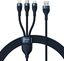 Attēls no Kabel USB Baseus USB-A - USB-C + microUSB + Lightning 1.2 m Niebieski (BSU3888)