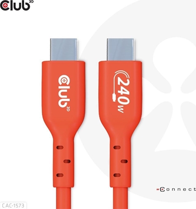 Attēls no Kabel USB Club 3D USB-C - USB-C 2 m Pomaraczowy (CAC-1573)