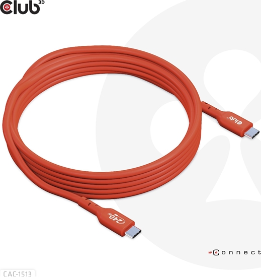 Изображение Kabel USB Club 3D USB-C - USB-C 3 m Czerwony (CAC-1513)