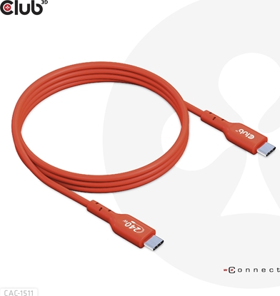Attēls no Kabel USB Club 3D USB-C - USB-C 4 m Czerwony (CAC-1515)