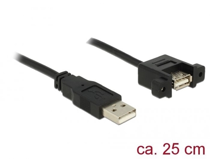 Изображение Delock Cable USB 2.0 Type-A male > USB 2.0 Type-A female panel-mount 0.25 m