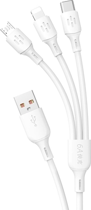 Attēls no Kabel USB Dudao USB-A - USB-C + microUSB + Lightning 1.2 m Biay (DDA270)