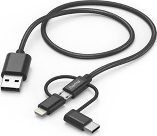 Picture of Kabel USB Hama USB-A - USB-C + microUSB + Lightning 1.5 m Czarny (002015360000)