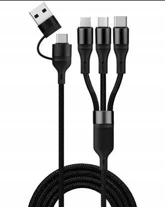 Attēls no Kabel USB USB-A - USB-C + microUSB + Lightning 1.2 m Czarny (N940)