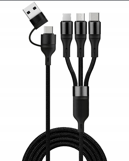 Picture of Kabel USB USB-A - USB-C + microUSB + Lightning 1.2 m Czarny (N940)